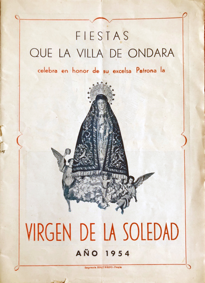 Fiestas patronales en honor a Nuestra Señora de la Soledad 1954 Ondara